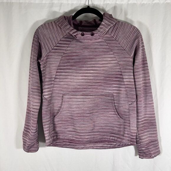 Athleta Girl Hoodie Girls Large Purple Striped Long Sleeve Missing Drawstring - Picture 1 of 9